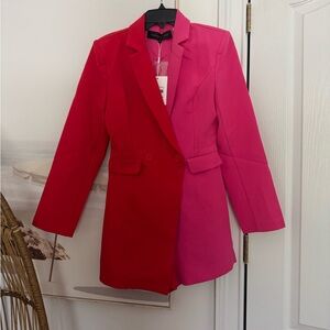 Endless rose Women's Red and Pink Blazer romper net small